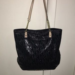 Michael Kors Shiny Black Leather Purse